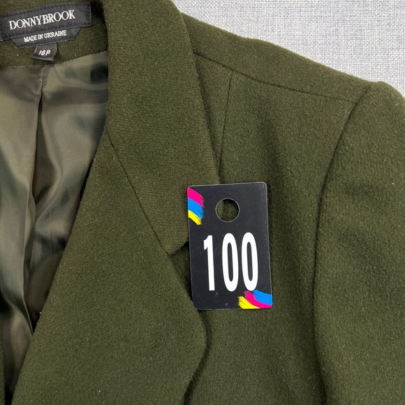 Donnybrook Wool Overcoat Double Breasted Women 16P Dark Green Classic Ukraine - Picture 12 of 12